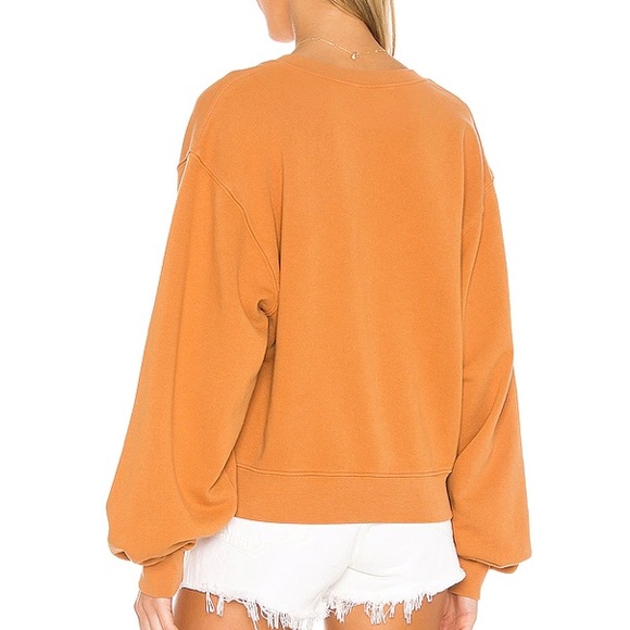 AGOLDE V Neck Balloon Sleeve Sweatshirt in Umber - Picture 5 of 16